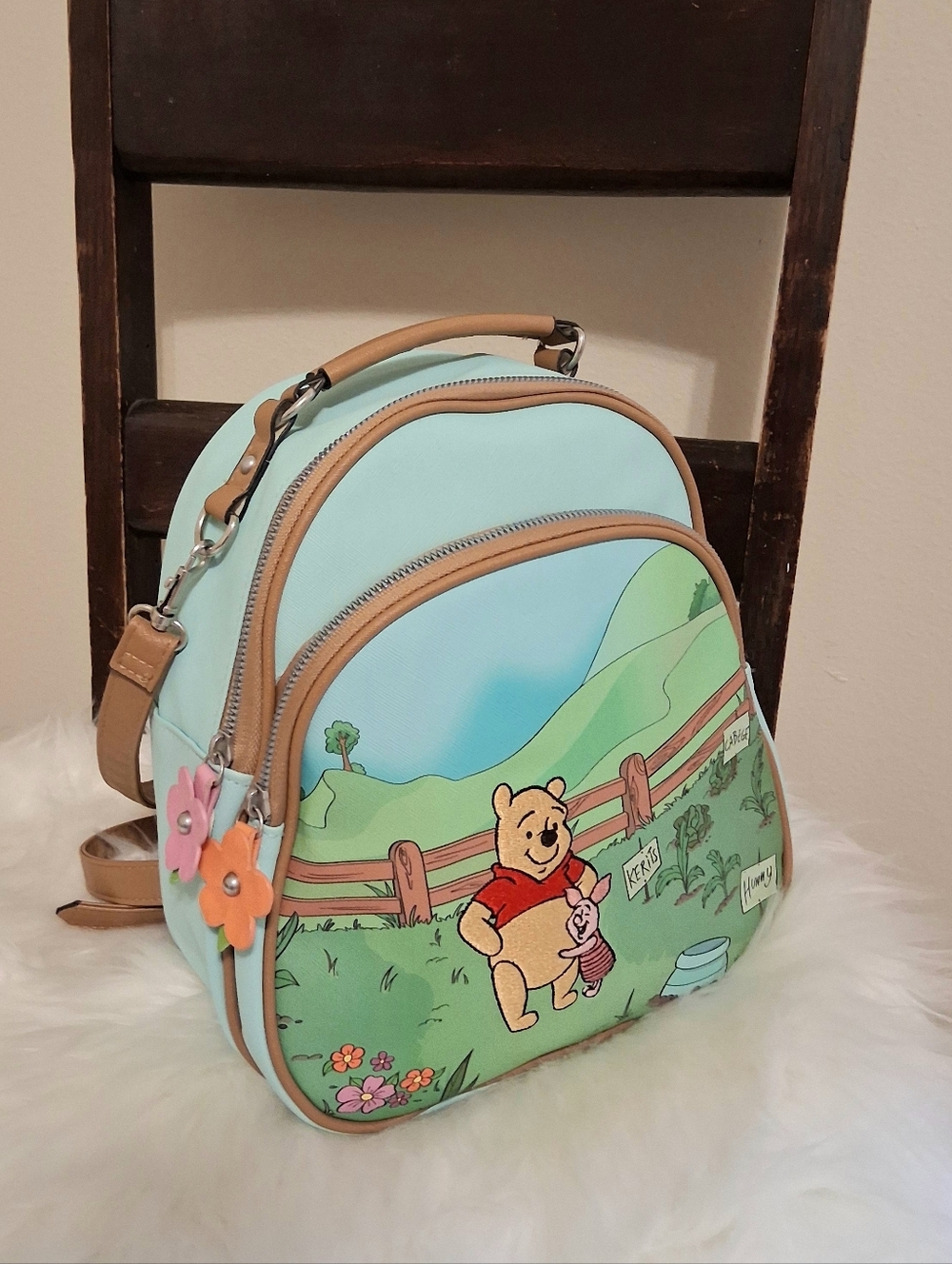 Disney Winnie the Pooh Mini Backpack Adjustable Straps Mint Green - Picture 12 of 12